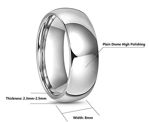 CROWNAL 4mm 6mm 8mm 10mm Tungsten Wedding Band Ring Men Women Plain Dome Polished Size Comfort Fit Size 3 To 17 (8mm,10.5) - Image 3