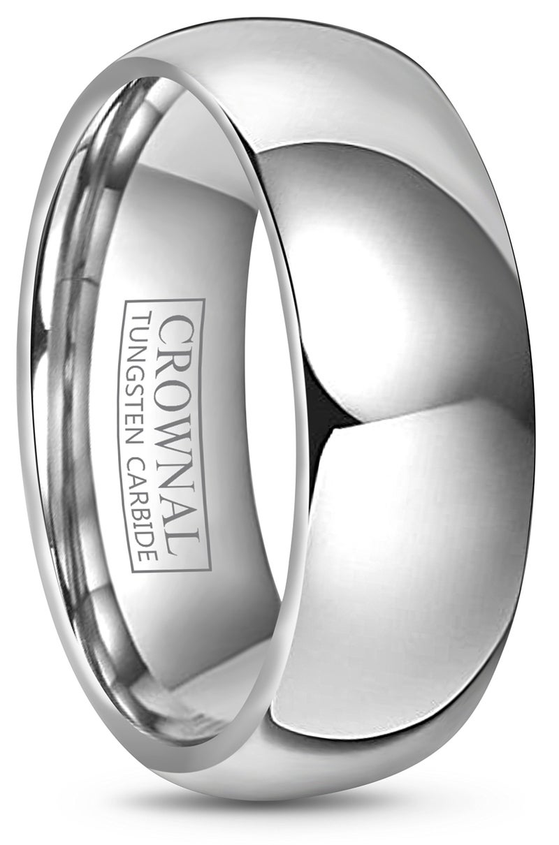 CROWNAL 4mm 6mm 8mm 10mm Tungsten Wedding Band Ring Men Women Plain Dome Polished Size Comfort Fit Size 3 To 17 (8mm,10.5) - Image 1