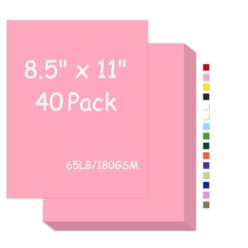 FLIPPED Cardstock 8.5 x 11,Cardstock Paper 65lb/180gsm, Card Stock for Printer,Cover Card stock Paper for Printer,Drawing,Gift tags,Invitations, Christmas Card Making (Pink, 40 Sheets) - Image 1