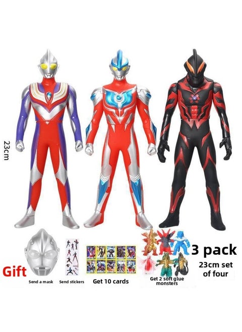 Ultraman Large Soft Rubber Toy Figurine Diga Seroje Galactic Aububelia Monster Combination Suit-Color:--23cm Tiga+galaxy+bilia