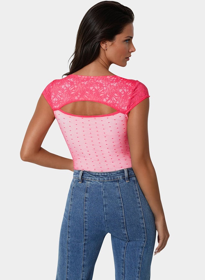 bebe Swiss Dot Lace Bodysuit - Image 4