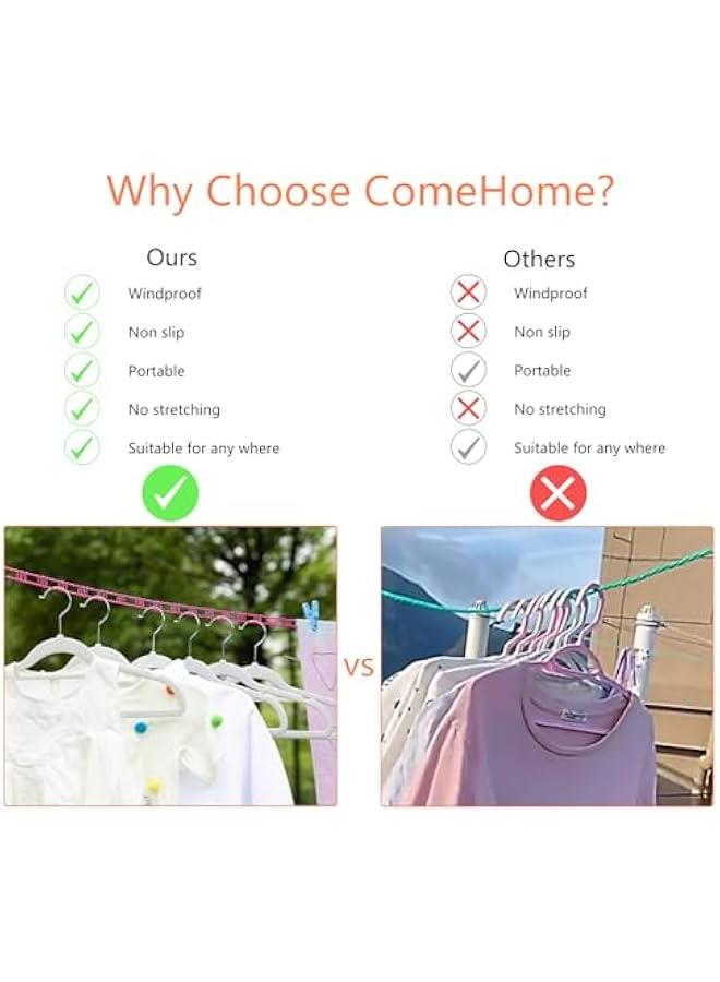 حبل غسيل نايلون مقاوم للرياح بطول 5 متر، حبل تجفيف ملابس محمول، تخييم وسفر واستخدام منزلي - Image 4