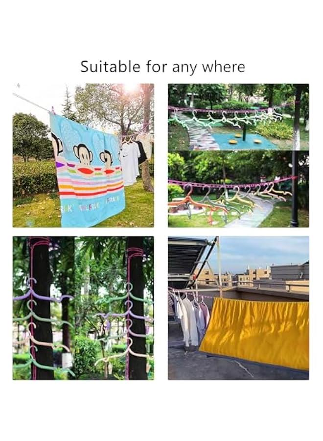 حبل غسيل نايلون مقاوم للرياح بطول 5 متر، حبل تجفيف ملابس محمول، تخييم وسفر واستخدام منزلي - Image 5