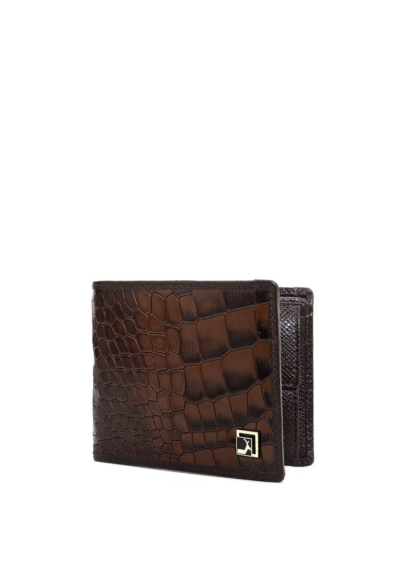 دا ميلانو محفظة جلد طبيعي بنية للرجال