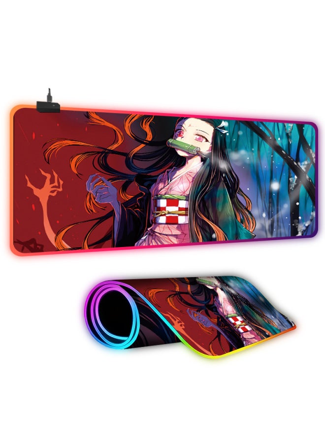 Dropshipping Led Colorful Light Computer Mouse Pad Anime Extra Large Thickeneded E-Sports Game Table Mat Customized With Pictures