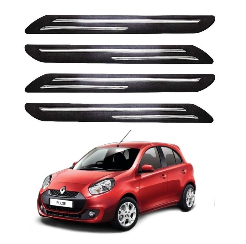 Bowrain Car Bumper Protector for Nissan Pulse - (Black, Pack of 4, Chrome Strip) - Image 1