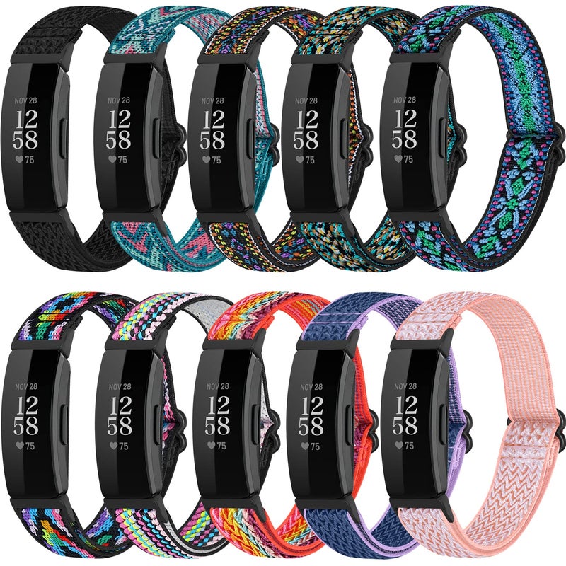 ShuYo 10 PACK Elastic Band Compatible with Fitbit Inspire/Fitbit Inspire HR/Fitbit Inspire 2,Adjustable Nylon Sport Replacement Wristband for Women&Men - Image 1