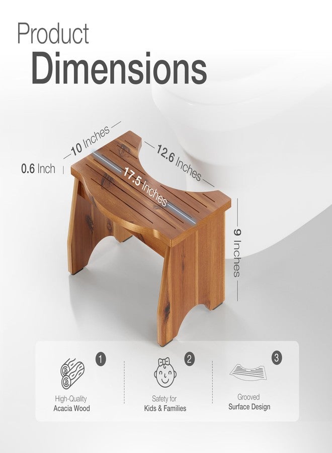 HOLANA Acacia Poop Stool for Bathroom Adults - 9" Squatting Toilet Stool for Kids - Pooping Stool Squat with Anti Slip Layer - Bathroom Stools for Sitting/Travel (Acacia, 17.5"x10"x9") - Image 2