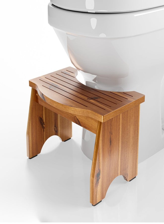 HOLANA Acacia Poop Stool for Bathroom Adults - 9" Squatting Toilet Stool for Kids - Pooping Stool Squat with Anti Slip Layer - Bathroom Stools for Sitting/Travel (Acacia, 17.5"x10"x9") - Image 1