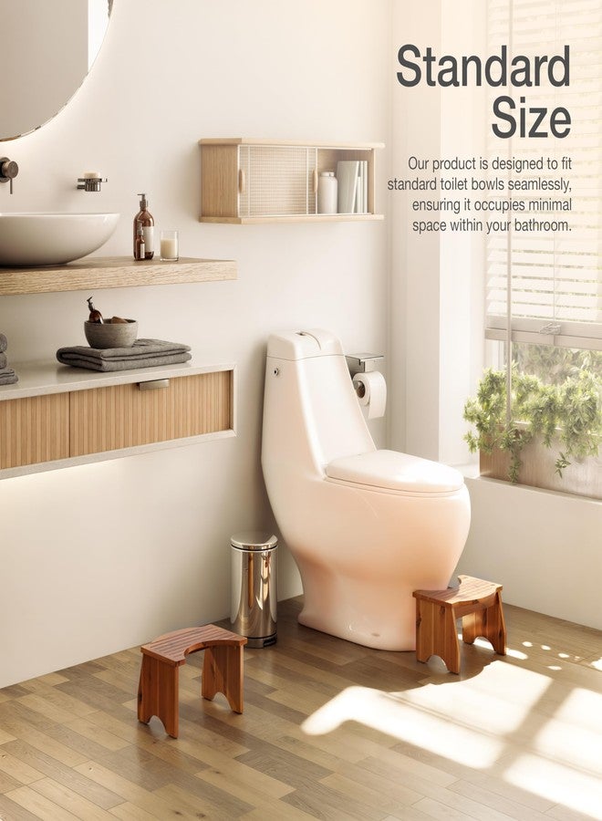 HOLANA Acacia Poop Stool for Bathroom Adults - 9" Squatting Toilet Stool for Kids - Pooping Stool Squat with Anti Slip Layer - Bathroom Stools for Sitting/Travel (Acacia, 17.5"x10"x9") - Image 5