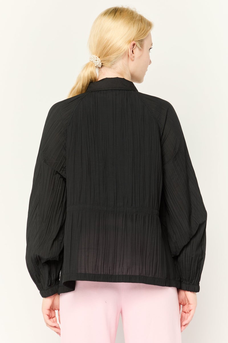 ESPRIT Women Pleated Jacket Shirt, Black  - Image 4