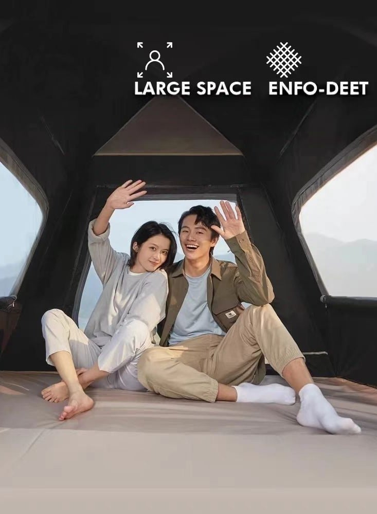 camel 4-Person Automatic Camping Tent with Awning, UPF50+ Blackout Sun Protection, 2000mm Waterproof, Portable Folding 4-Season Tent for Outdoor Overnight/Backpacking/Camping Trips (210x210x135cm) - Image 4