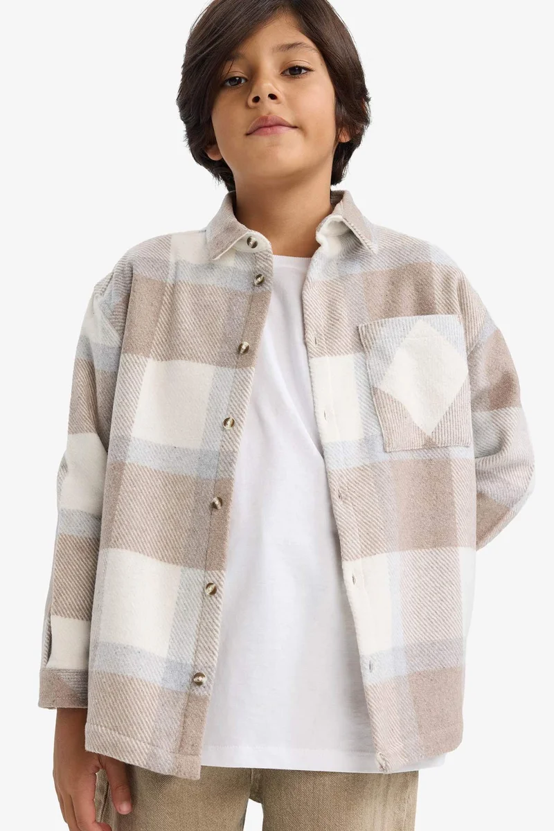 ديفاكتو Plaid Long Sleeve Shirt