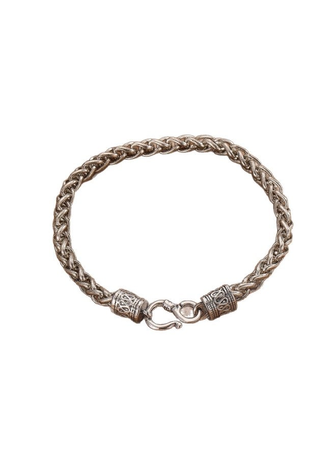 Men Women Unisex Thai Silver Plated Bracelet, Vintage Chain Link Alloy Bangle, Minimalist Retro Wrist Jewelry for Daily Casual Party Wear, Couple Accessories Gift - Image 5
