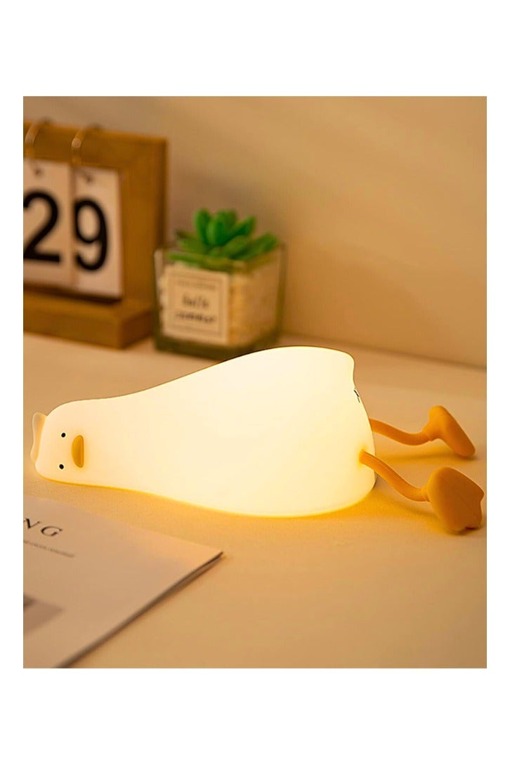 Chase Up Lying Flat Duck Night Light, LED Squishy Lamp, Cute Light Up, Silicone Dimmable Nursery Nightlight, Rechargeable Bedside Touch Lamp for Breastfeeding - Image 1