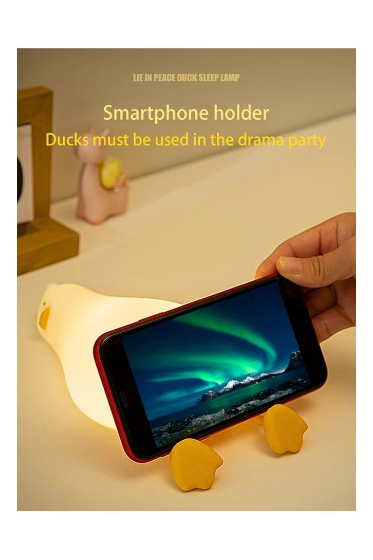 Chase Up Lying Flat Duck Night Light, LED Squishy Lamp, Cute Light Up, Silicone Dimmable Nursery Nightlight, Rechargeable Bedside Touch Lamp for Breastfeeding - Image 3