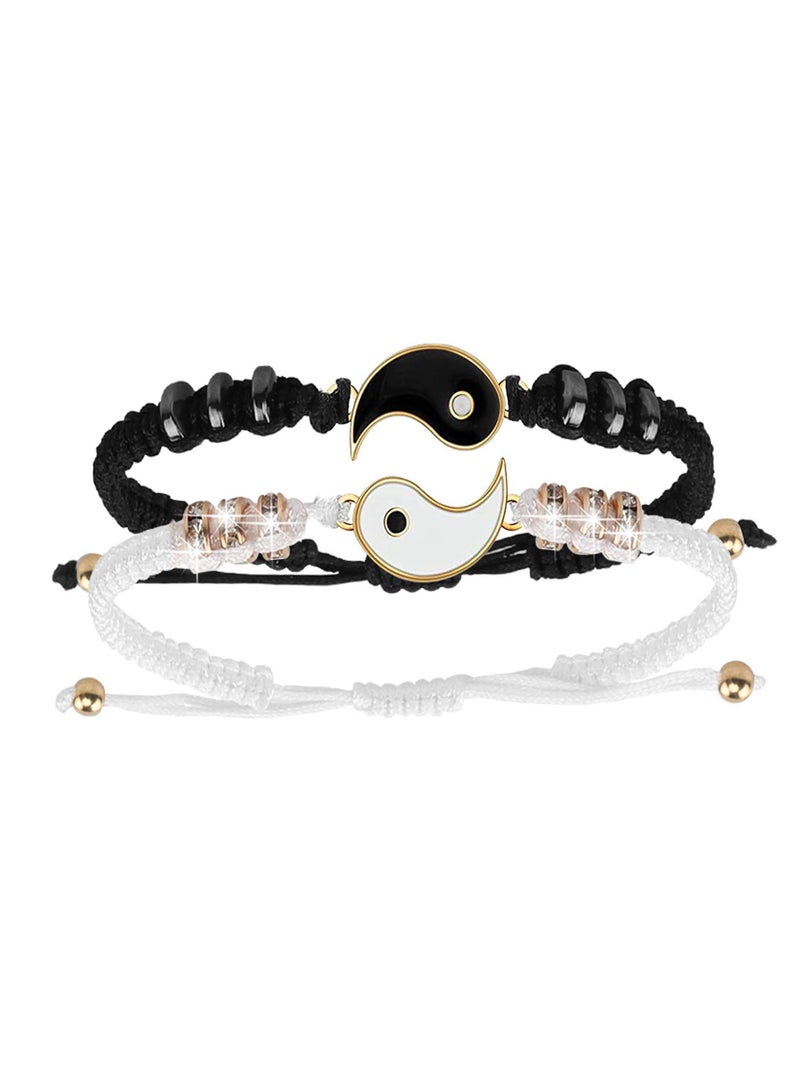 Sweet seven مجموعة أساور الصداقة يين يانغ - أساور متطابقة لـ 2، للرجال والنساء، مجوهرات أفضل الأصدقاء الرمزية - Image 1