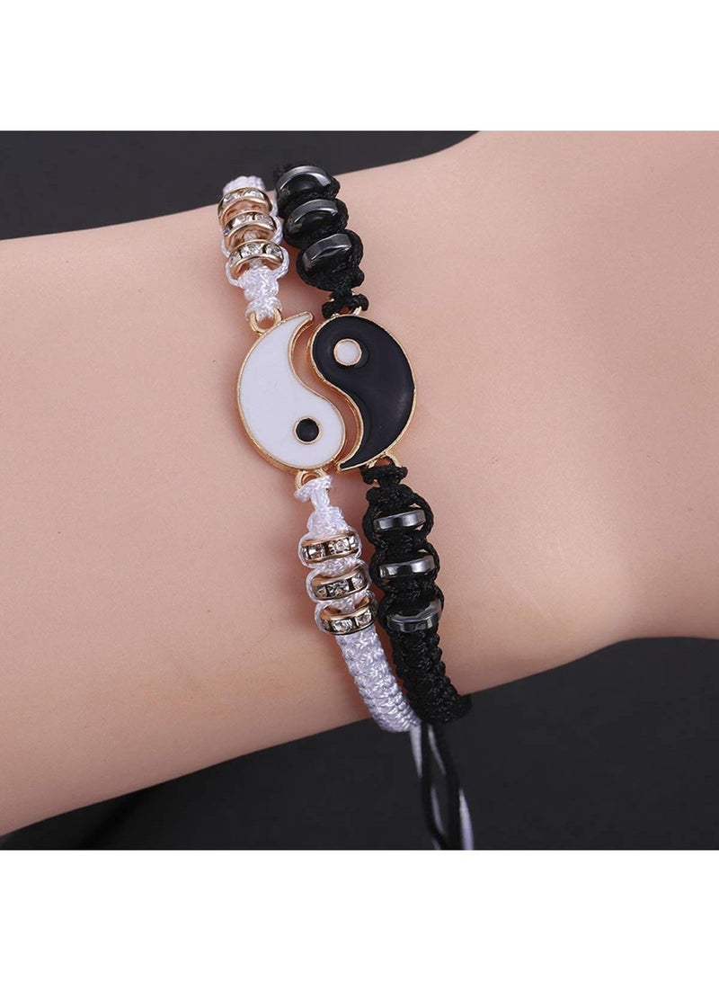 Sweet seven مجموعة أساور الصداقة يين يانغ - أساور متطابقة لـ 2، للرجال والنساء، مجوهرات أفضل الأصدقاء الرمزية - Image 2