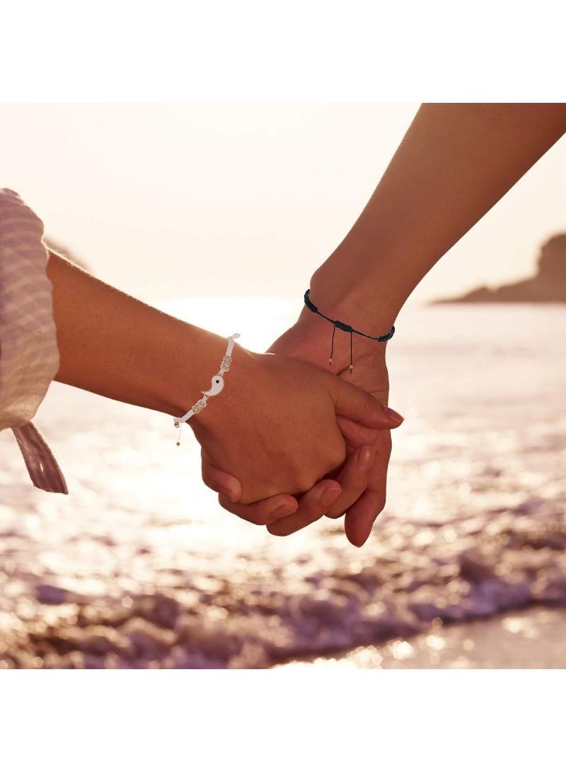 Sweet seven مجموعة أساور الصداقة يين يانغ - أساور متطابقة لـ 2، للرجال والنساء، مجوهرات أفضل الأصدقاء الرمزية - Image 3