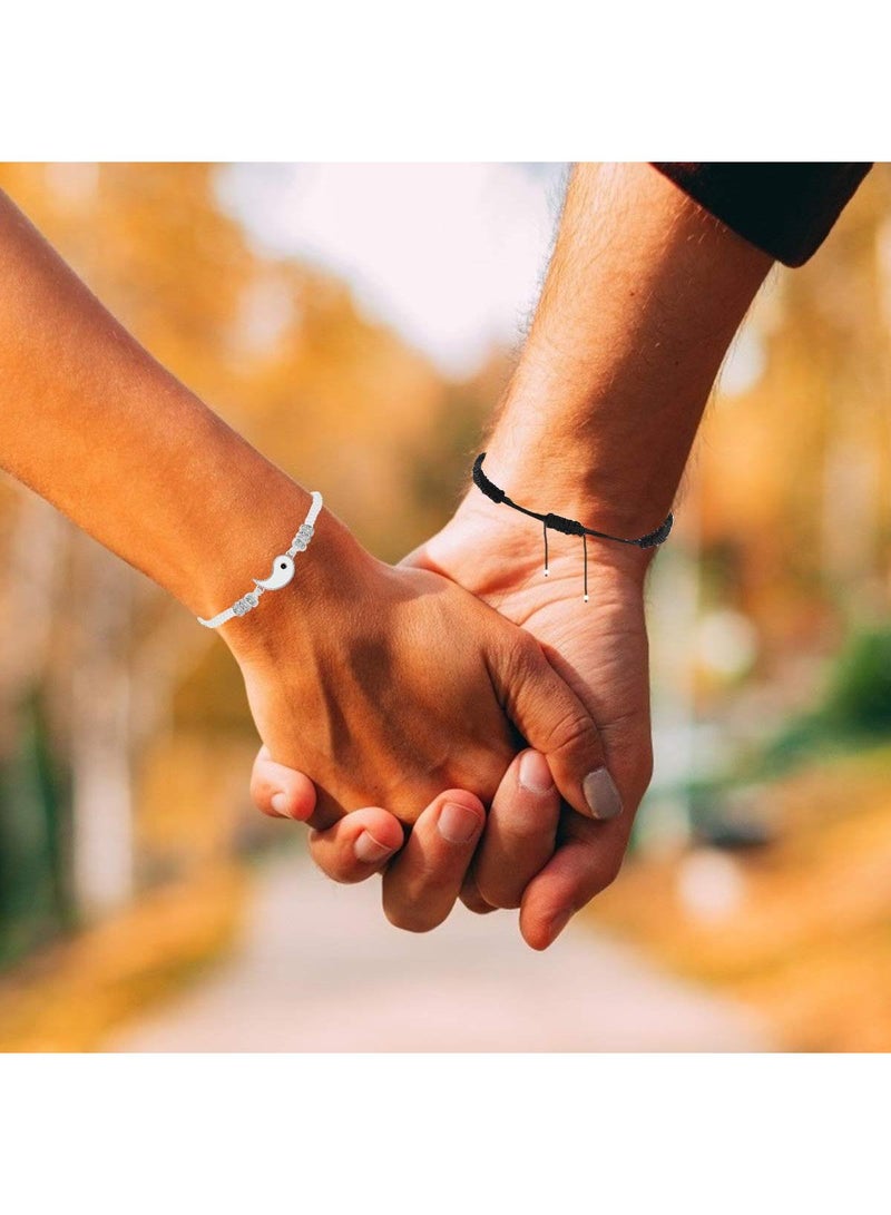Sweet seven مجموعة أساور الصداقة يين يانغ - أساور متطابقة لـ 2، للرجال والنساء، مجوهرات أفضل الأصدقاء الرمزية - Image 4