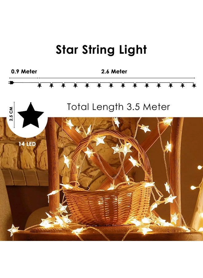 Gesto أضواء النجوم المتسلسلة من جيستو للزينة - 14 ضوء نجمي LED مقاوم للماء داخلي وخارجي لتزيين المنزل، تزيين شجرة عيد الميلاد، تزيين ديوالي، حفلة عيد الميلاد (أبيض دافئ) - Image 3