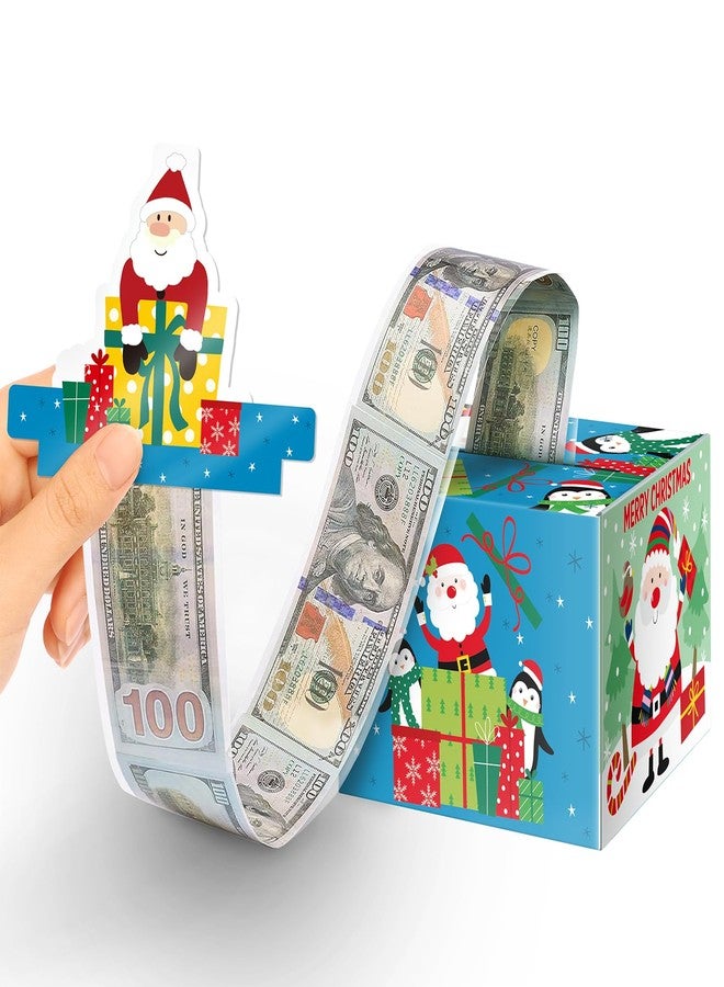 Linelglobal Christmas Money Box for Cash Gift Pull Out, Christmas Money Holder for Kids Adults - Blue - Image 1