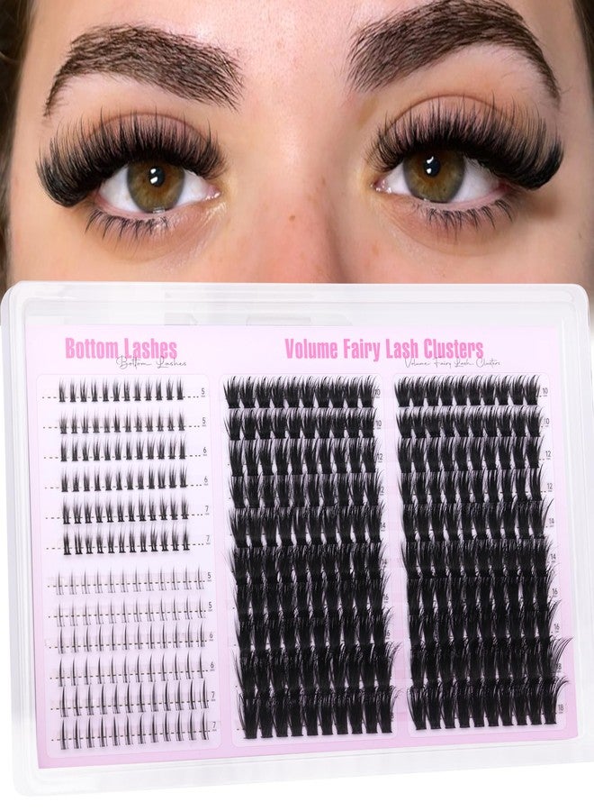 Boahankuke Lash Clusters with Bottom Lashes Fluffy Eyelash Clusters Fairy Individual Lashes 100D Wispy Cluster Eyelash Extensions D Curl Cluster Lashes Spiky Lash Extensions by Boahankuke - Image 1