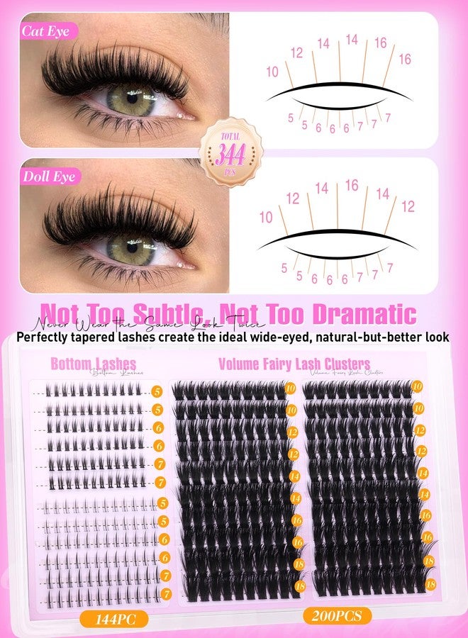 Boahankuke Lash Clusters with Bottom Lashes Fluffy Eyelash Clusters Fairy Individual Lashes 100D Wispy Cluster Eyelash Extensions D Curl Cluster Lashes Spiky Lash Extensions by Boahankuke - Image 2