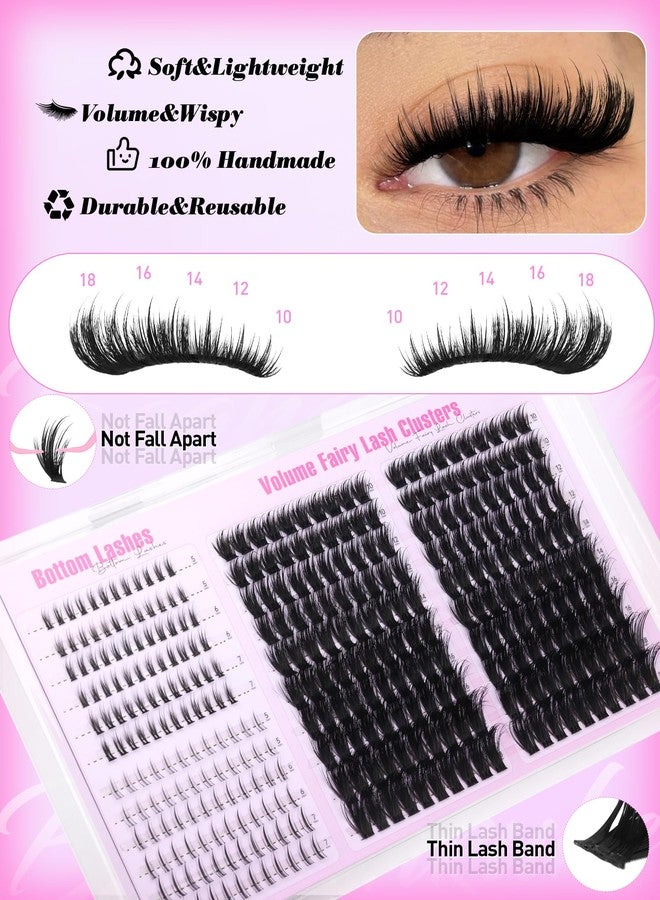 Boahankuke Lash Clusters with Bottom Lashes Fluffy Eyelash Clusters Fairy Individual Lashes 100D Wispy Cluster Eyelash Extensions D Curl Cluster Lashes Spiky Lash Extensions by Boahankuke - Image 4