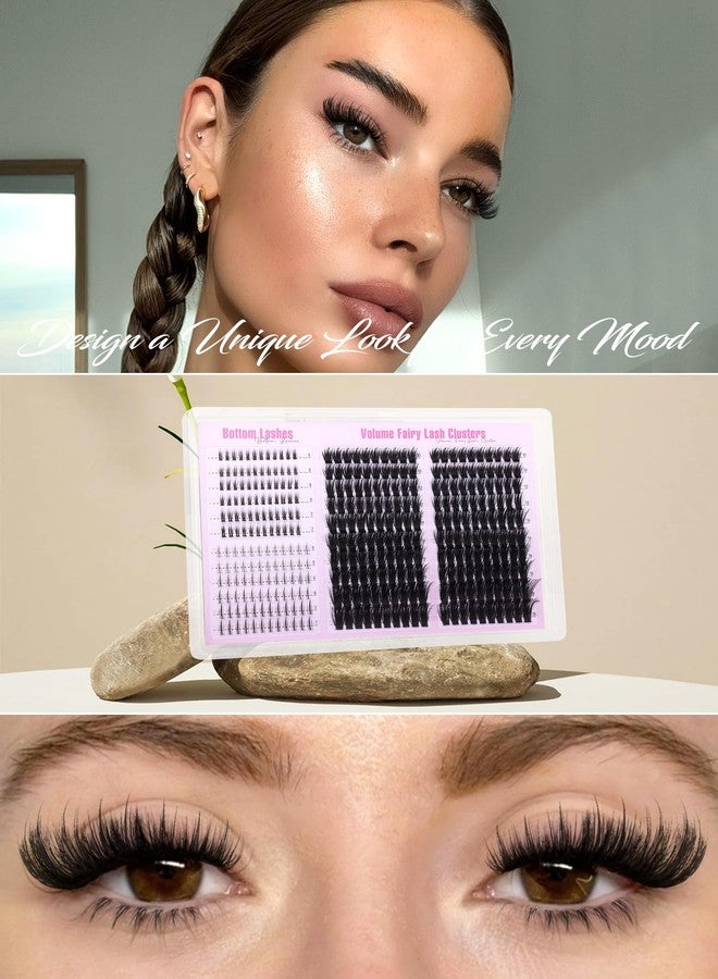 Boahankuke Lash Clusters with Bottom Lashes Fluffy Eyelash Clusters Fairy Individual Lashes 100D Wispy Cluster Eyelash Extensions D Curl Cluster Lashes Spiky Lash Extensions by Boahankuke - Image 3