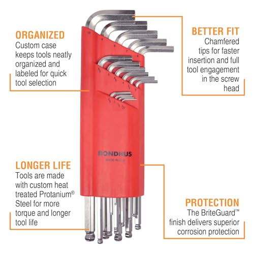 Bondhus - 24512 17095 Set of 15 Balldriver L-wrenches w/BriteGuard,sizes 1.27-10mm - Image 2
