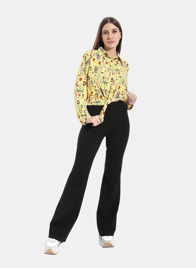 Andora Turned Down Collar Long Sleeves Blouse  _ Yellow - Image 5