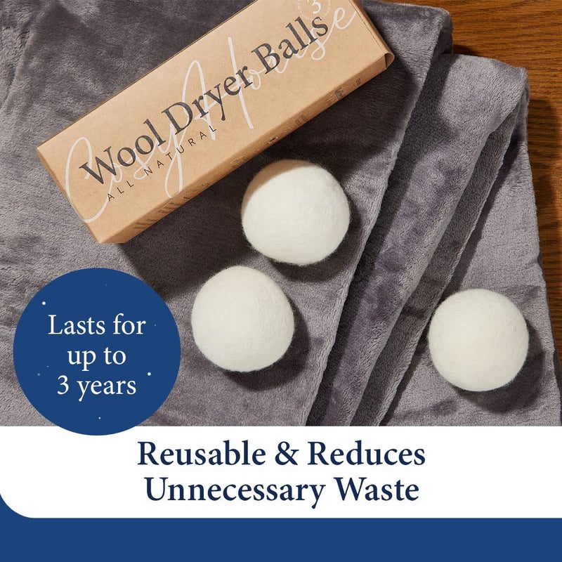 Cosy House Collection Wool Dryer Balls - Premium Reusable Natural Fabric Softener - Eco-Friendly, Saves on Time and Energy - Soften Clothes Naturally - Reusable for Up to 3 Years - White (Pack of 3) - Image 2
