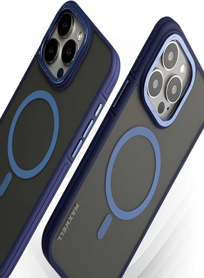 Maxwell Electronics Maxwell Armor Soft Matte Compatible with MagSafe Case for iPhone15 Pro Max - Full Protection, Drop-Proof, Metallic Lens Guard, Compatible with MagSafe (Blue)  - Image 2