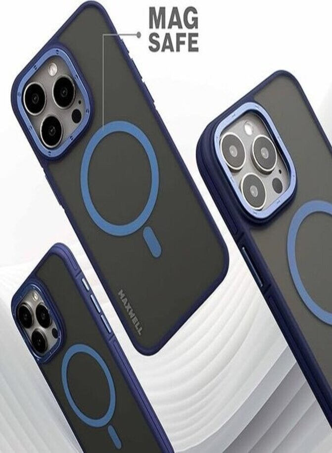 Maxwell Electronics Maxwell Armor Soft Matte Compatible with MagSafe Case for iPhone15 Pro Max - Full Protection, Drop-Proof, Metallic Lens Guard, Compatible with MagSafe (Blue)  - Image 4