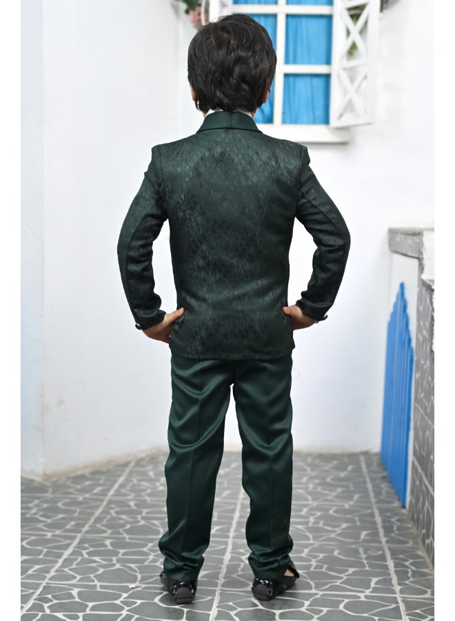 BT DEZINES طقم بدلة أولاد من  قطع باللون الأخضر الداكن لحفلات الزفاف - Image 2