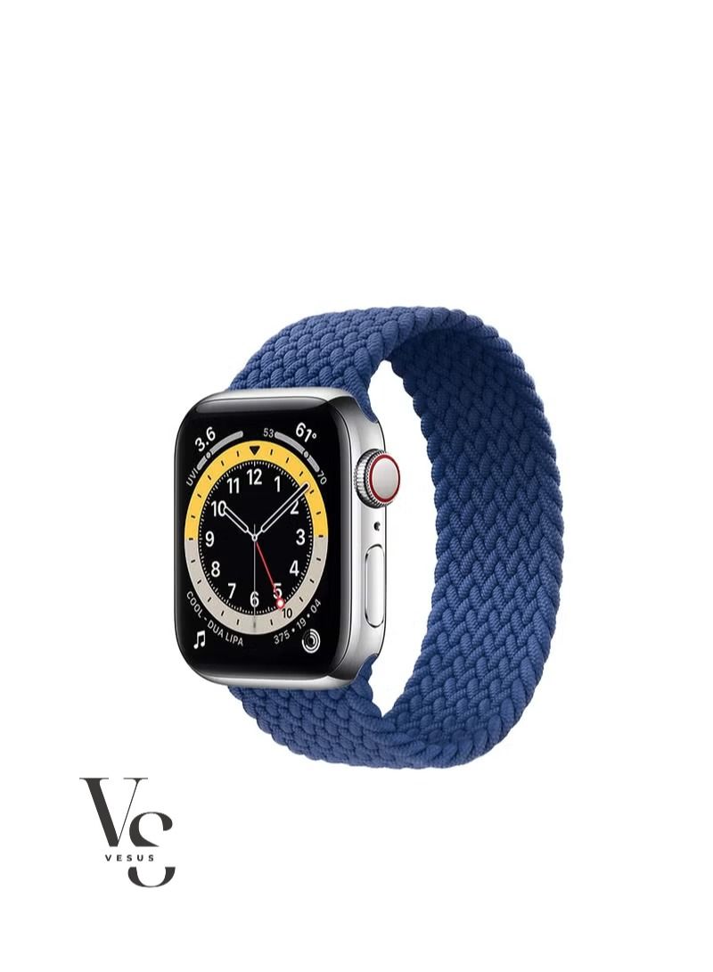 vesus Braided Solo Loop Stretchable Replacement Strap For Apple Watch 45mm(small) Blue