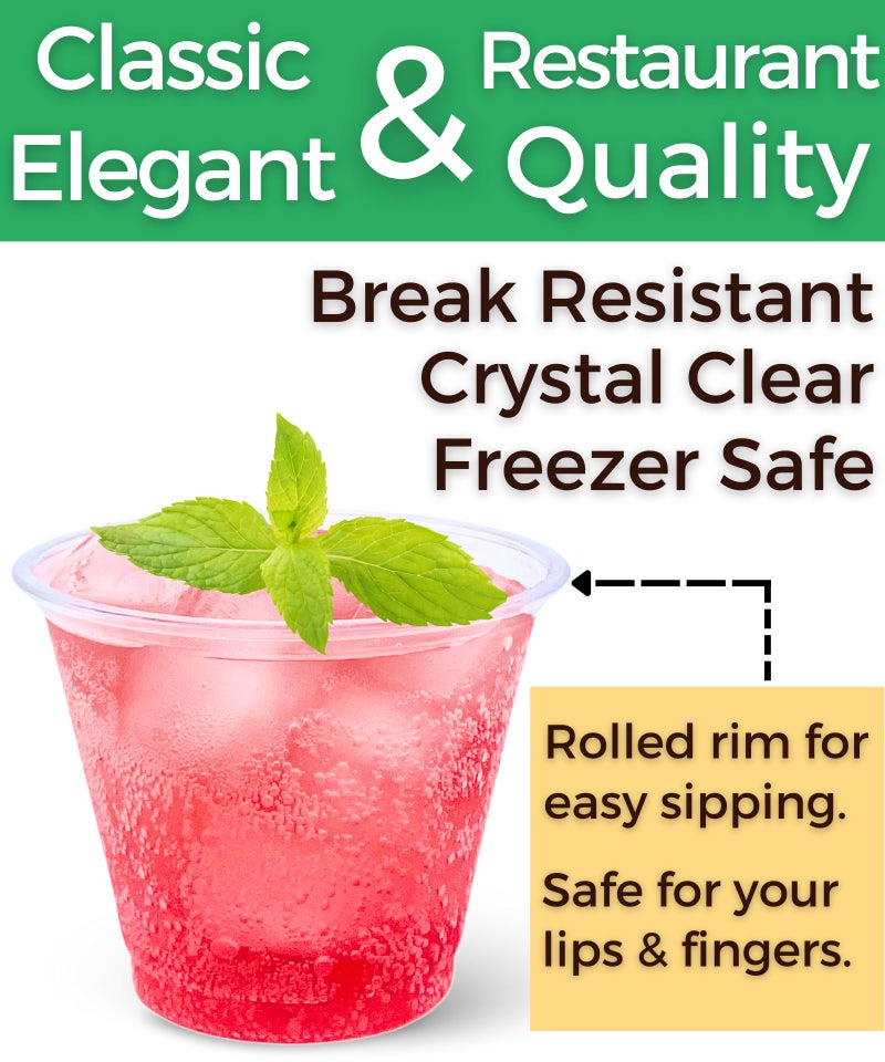 Aatriet 300 Pack 9 oz Clear Plastic Cups  9oz Clear Disposable Punch Cups Wine Glasses  Sturdy Recylable Small Drinking Cup for Wedding Party  Cocktail Cup  Plastic Tumblers for Cold Drinks - Image 2