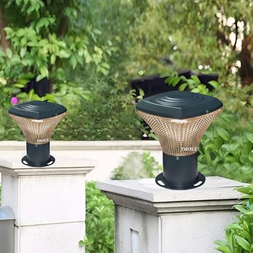 RBSK with Bulbs Metal and Glass Gate Light Waterproof Pillar Lamp for Outdoor Decor Garden Lighting Pole Mount Exterior Fixture for Home Entrance Patio Compound Boundary (OMAX) (Pack of 1) - Image 4