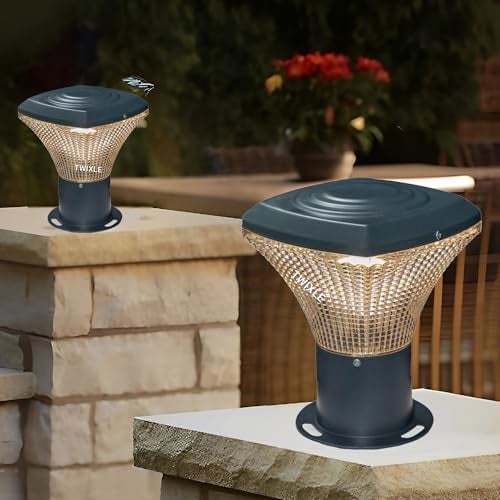 RBSK with Bulbs Metal and Glass Gate Light Waterproof Pillar Lamp for Outdoor Decor Garden Lighting Pole Mount Exterior Fixture for Home Entrance Patio Compound Boundary (OMAX) (Pack of 1) - Image 2