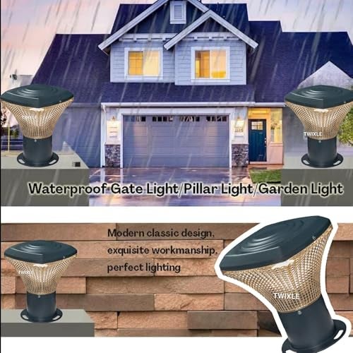 RBSK with Bulbs Metal and Glass Gate Light Waterproof Pillar Lamp for Outdoor Decor Garden Lighting Pole Mount Exterior Fixture for Home Entrance Patio Compound Boundary (OMAX) (Pack of 1) - Image 5