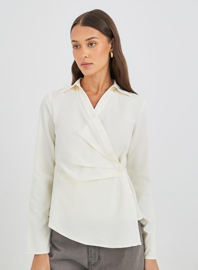 Styli Solid Wrap Long Sleeve Shirt - Image 3
