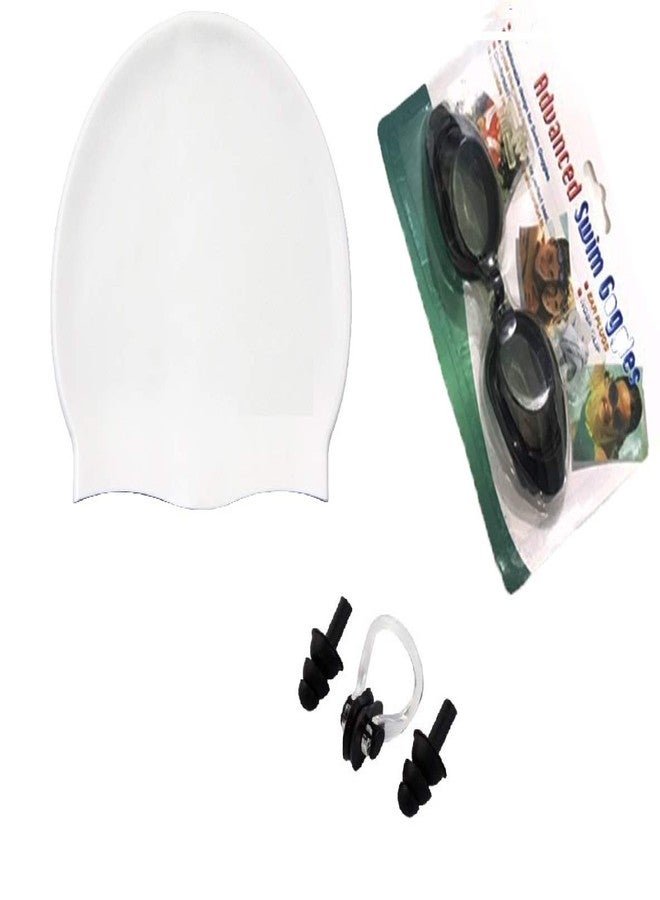 KAAS Complete Swimming Kit with Cap, Goggles and earplugs(White) - Image 2