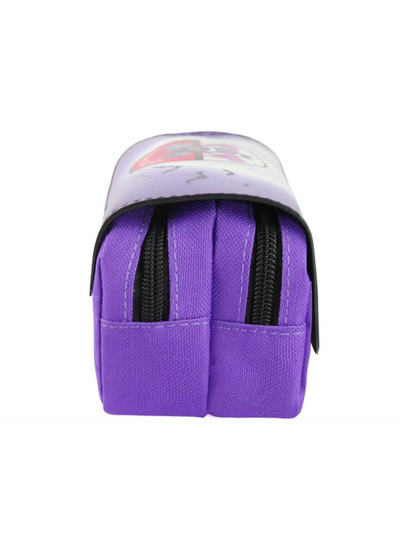 Loquat Large Capacity Cartoon Pokemon Print Pencil Case Double Canvas Zipper Pencil Bag Purple-A - Image 2