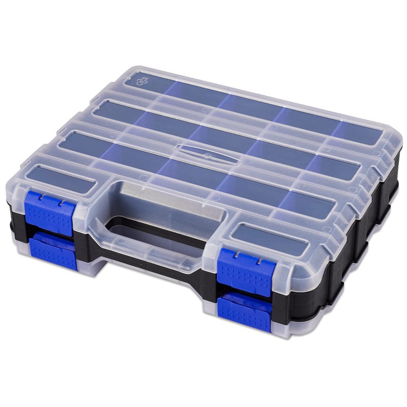 AIDY-PRO Small Parts Storage Case Tools Box Organizer Double Side 34 Compartments Hardware Organizers with Removable Plastic Dividers for Screws Nuts Nails Bolts - Image 1