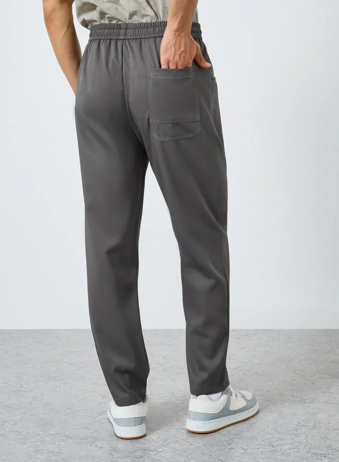 تايك تو بنطال رجالي سادة بخصر رباط وقصة مستقيمة