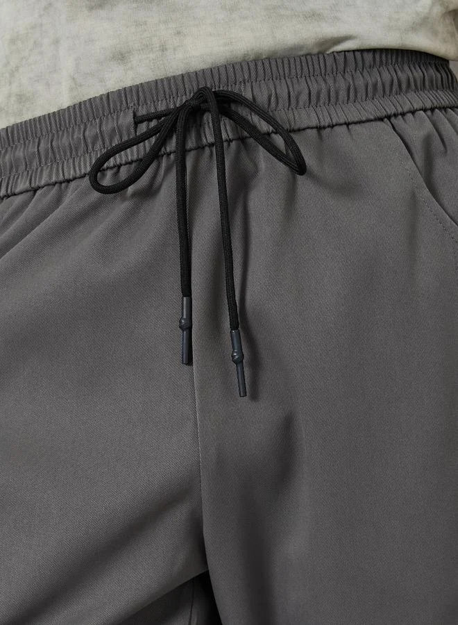 تايك تو بنطال رجالي سادة بخصر رباط وقصة مستقيمة