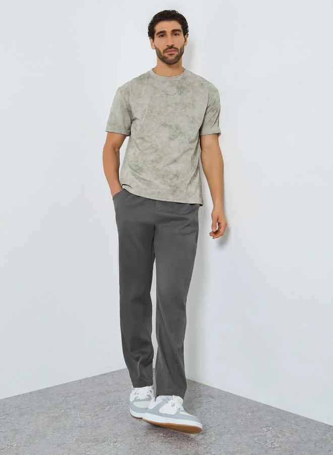 تايك تو بنطال رجالي سادة بخصر رباط وقصة مستقيمة