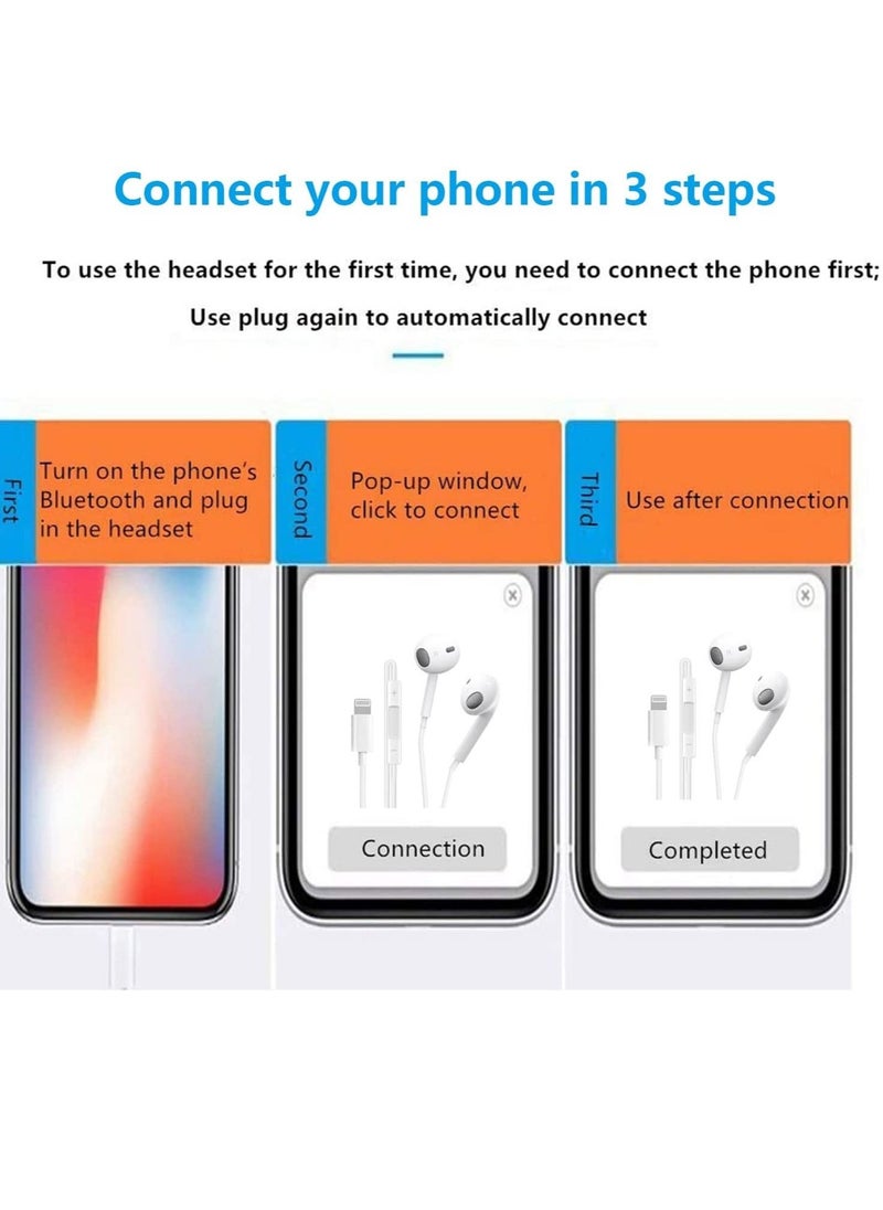 Generic - Lightning Headphone Wired for iPhone 14[Apple MFi Certified] Built-in Microphone & Volume Control, in-Ear Stereo Headset Compatible with iPhone 13 Mini/SE/12 Pro/12Pro Max/11/X/8 7-All iOS System - Image 1