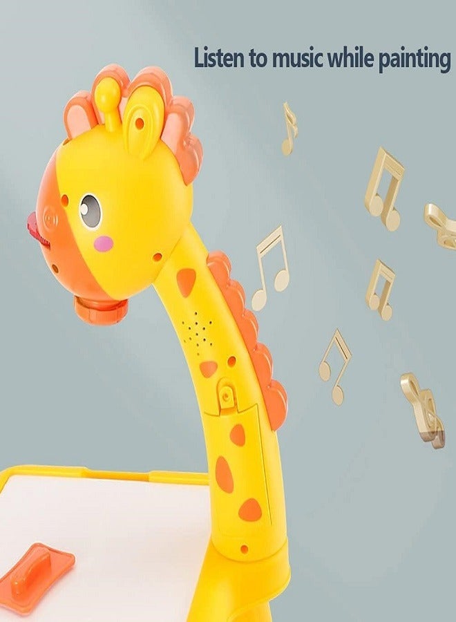 Giraffe's Draw Projector Toy - Drawing Projector Table For Kids Kids Drawing Board Projector Table Child Learning Desk With Smart Projector For Kids Boys Girls Age 3+ (Yellow) - Image 5